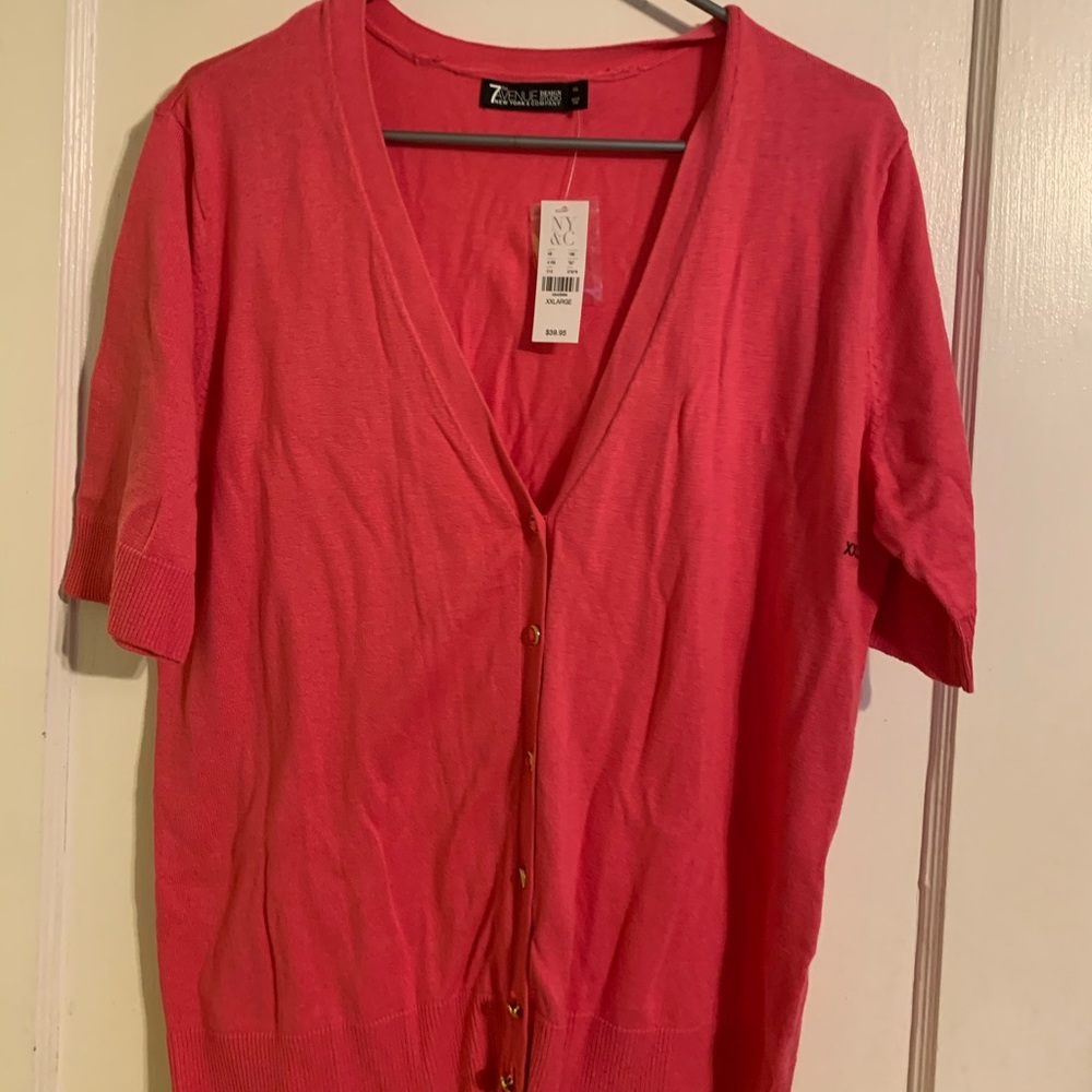 Short sleeve pink Cardi New York & company